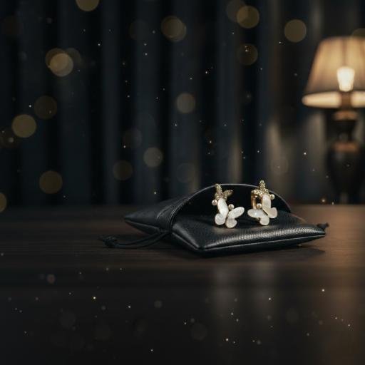 White Butterfly Earrings - Gold